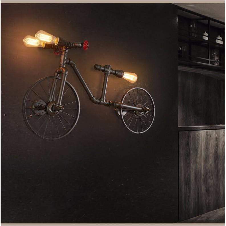 Vintage Industrial Bicycle Water Pipe Wall Lamp